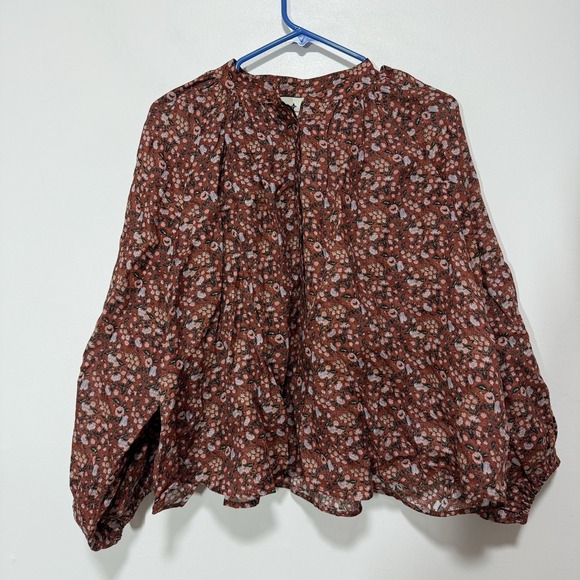 Tuckernuck Sawyer Blouse in Vermillion Vine Floral Ramie Size Small - Picture 4 of 9